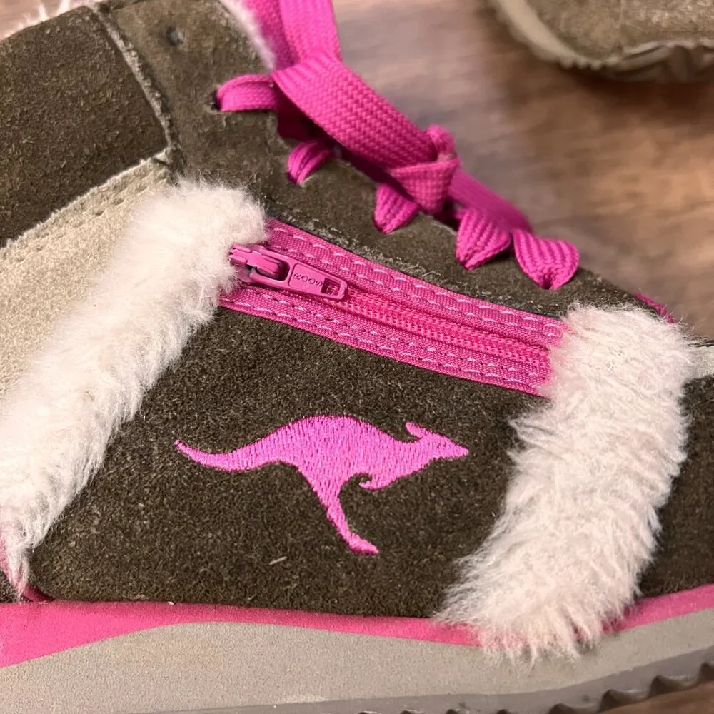 Kangaroos 'Roocicles' Leather Suede Pink High Top  Shearling Lined Snow Sneakers - Picture 5 of 11
